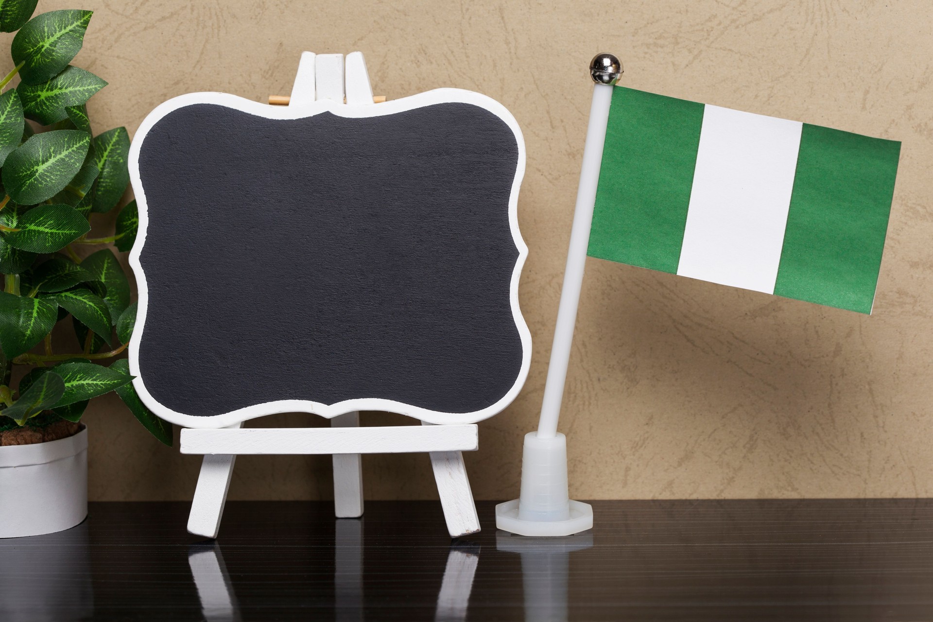 Flag of Nigeria and Blackboard